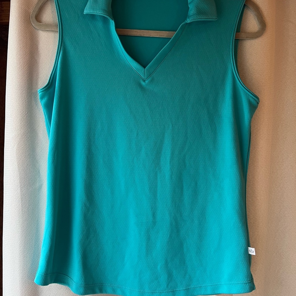 Lady Hagen Blue Fitted Polo Tank Top